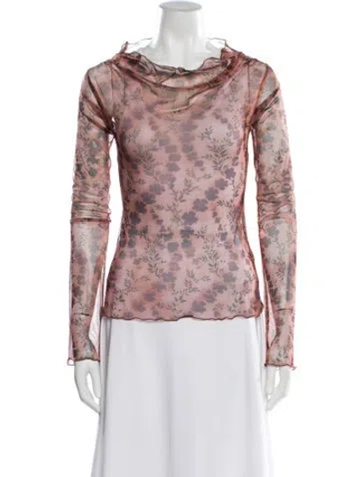 Pre-owned Knwls Floral Print Cowl Neck Top In Neutral