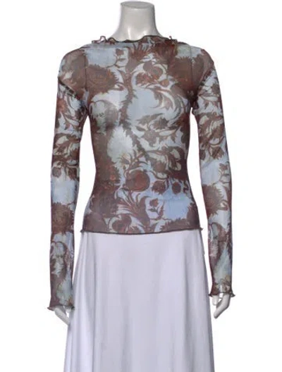Pre-owned Knwls Floral Print Crew Neck Top In Multicolor