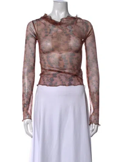Pre-owned Knwls Floral Print Crew Neck Top In Neutrals