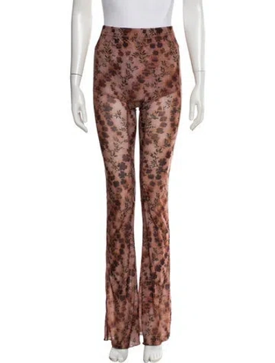 Pre-owned Knwls Floral Print Flared Pants In Brown