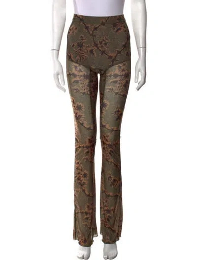 Pre-owned Knwls Floral Print Flared Pants In Brown/neutrals/yellow