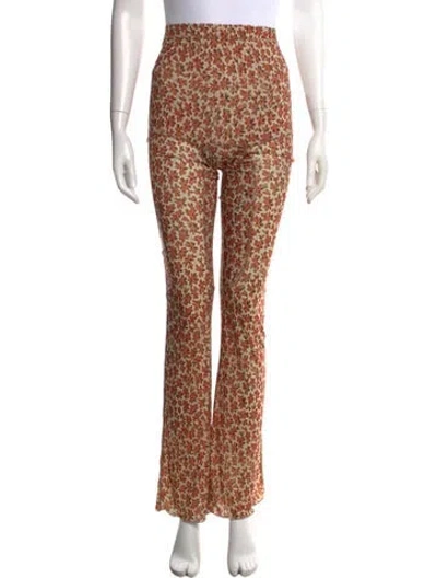 Pre-owned Knwls Floral Print Flared Pants In Multi