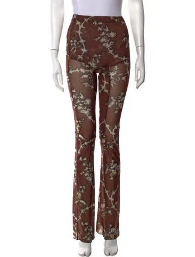 Pre-owned Knwls Floral Print Flared Pants In Pink