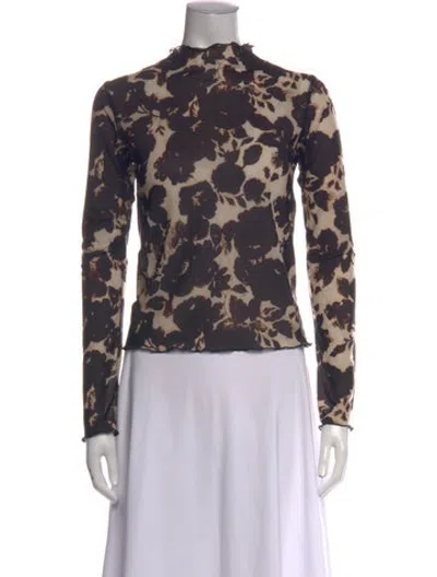 Pre-owned Knwls Floral Print Mock Neck Top In Multicolor