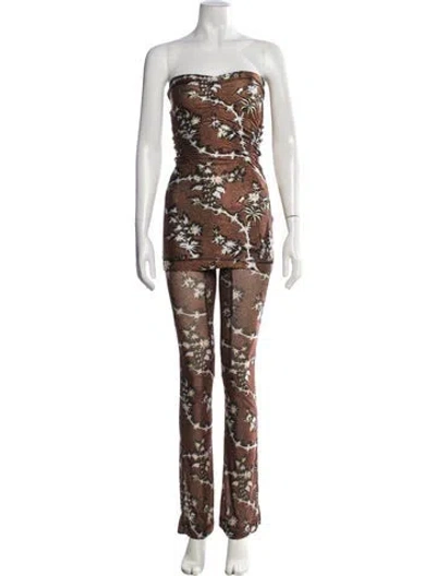 Pre-owned Knwls Floral Print Pant Set In Pink