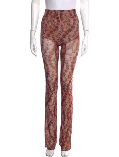 Pre-owned Knwls Floral Print Straight Leg Pants In Brown