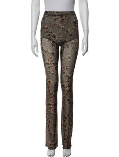 Pre-owned Knwls Floral Print Straight Leg Pants In Green