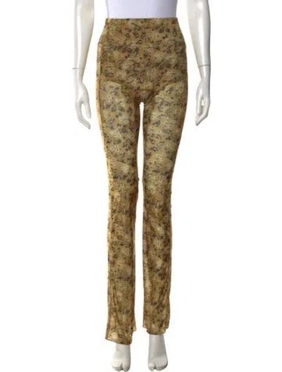 Pre-owned Knwls Floral Print Straight Leg Pants In Yellow
