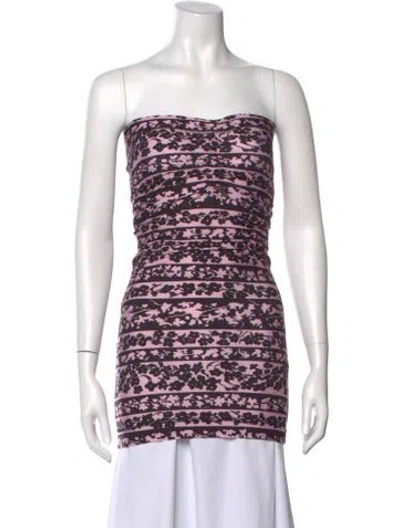 Pre-owned Knwls Floral Print Strapless Top In Purple