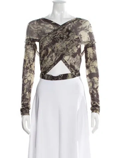 Pre-owned Knwls Floral Print V-neck Crop Top In Multi