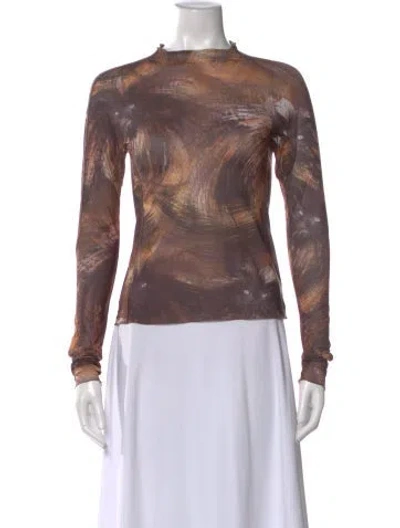 Pre-owned Knwls Graphic Print Mock Neck Top In Neutral