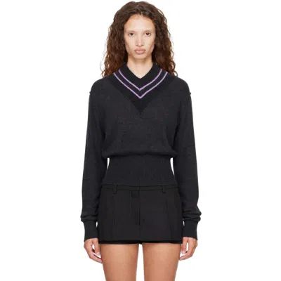 Knwls Gray Nora V Neck Sweater In Black