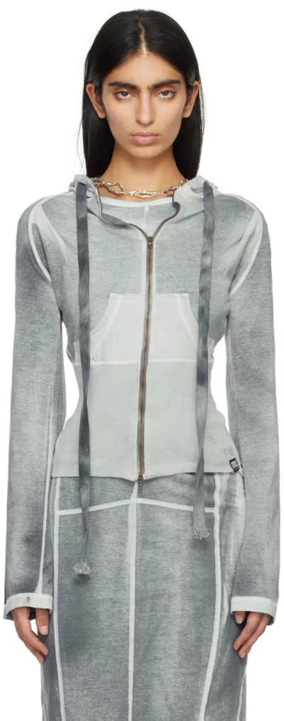 Knwls Raze Washed Panelled Hoodie In Grey