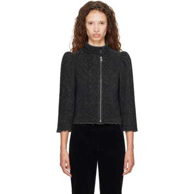 Knwls Gray Wool Tweed Zip Jacket