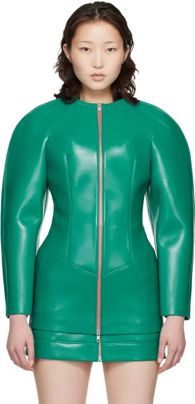 Knwls Green Neo Leather Coat