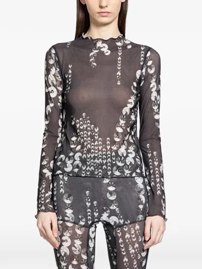 Knwls Halcyon Sheer Top In Black