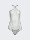 Knwls Halter-neck Leotard With Binding Details Sage Green In Green