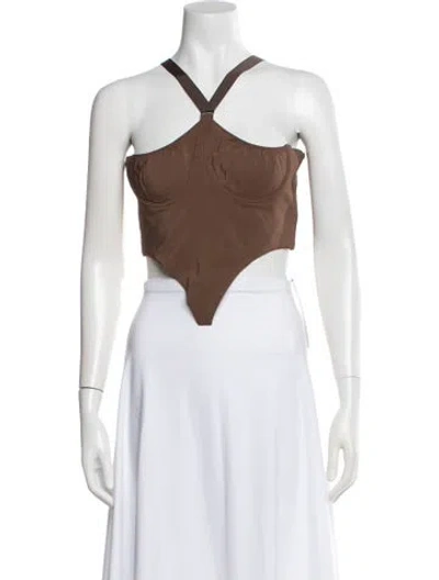 Pre-owned Knwls Halterneck Sleeveless Crop Top In Black