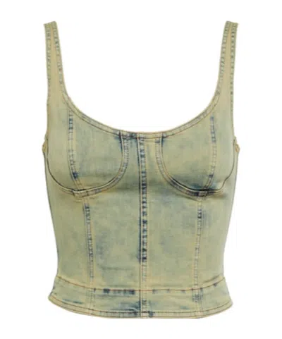 Knwls Harley Denim Crop Top In Nude