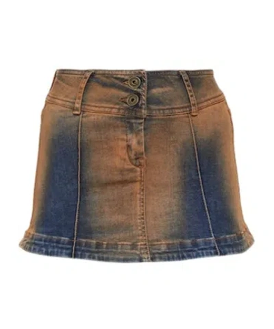 Knwls Harley Denim Miniskirt In Brown