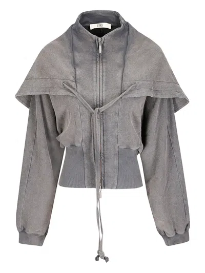 Knwls Haze Cinched-waist Hoodie In Gray