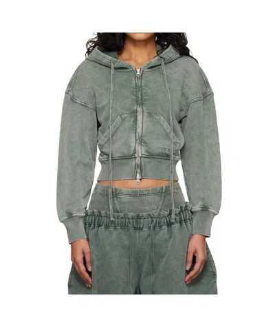 Knwls Haze Cropped Zip-up Sweatshirt In Blue