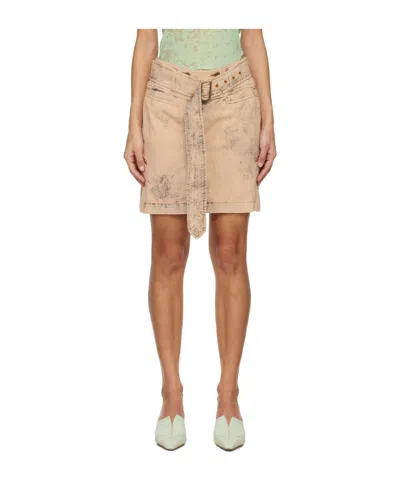 Knwls Beige Issa Denim Miniskirt In Buff