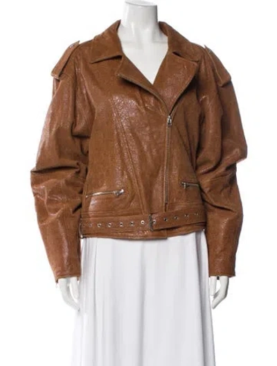Pre-owned Knwls Lamb Leather Biker Jacket In Brown