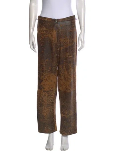 Pre-owned Knwls Lambskin Wide Leg Pants In Brown