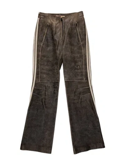 Pre-owned Knwls Leather Flared Pants In Grey