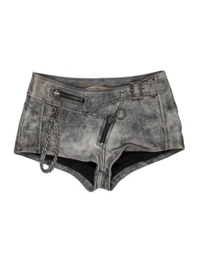 Pre-owned Knwls Leather Mini Shorts In Gray