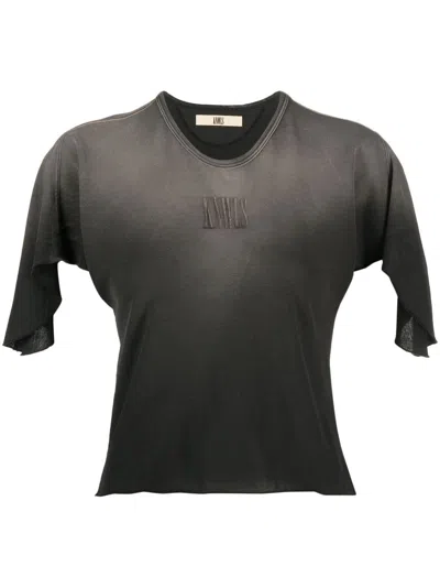 Knwls Logo-print Cropped T-shirt In Charcoal