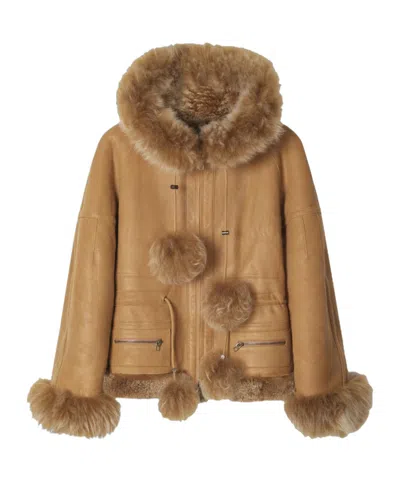 Knwls Long-sleeved Leather Jacket In Brown