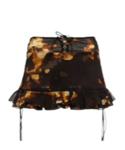 Knwls Low-rise Printed Ruffle Miniskirt In Black