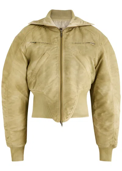 Knwls M-claw Faded Nylon Bomber Jacket In Olive