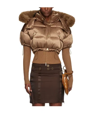 Knwls Mabel Short Padded Jacket In Brown