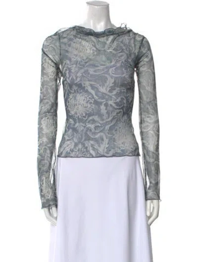 Pre-owned Knwls Mesh Printed Top In Blue