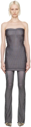 Knwls Navy & Yellow Skinn Minidress In Mini Check
