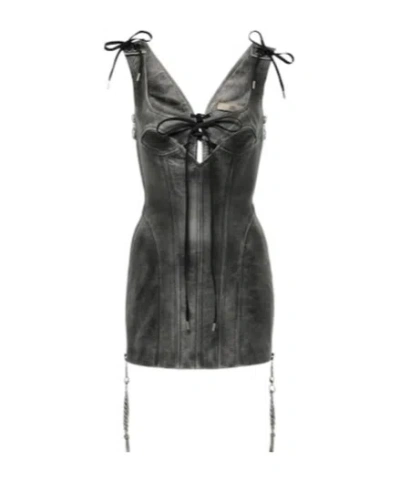 Knwls Nihil Leather Minidress In Black