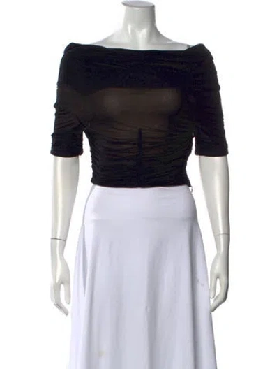 Pre-owned Knwls Off-the-shoulder Short Sleeve Crop Top W/ Tags In Black