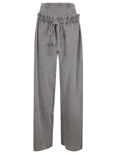 Knwls Oversized Sweatpants With Integrated Ribbed Shorts Layer In Gray