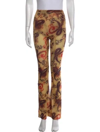 Pre-owned Knwls Paisley Print Flared Pants In Yellow
