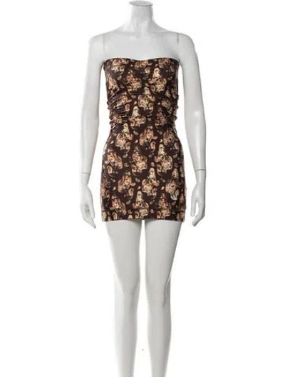 Pre-owned Knwls Paisley Print Mini Dress In Yellow