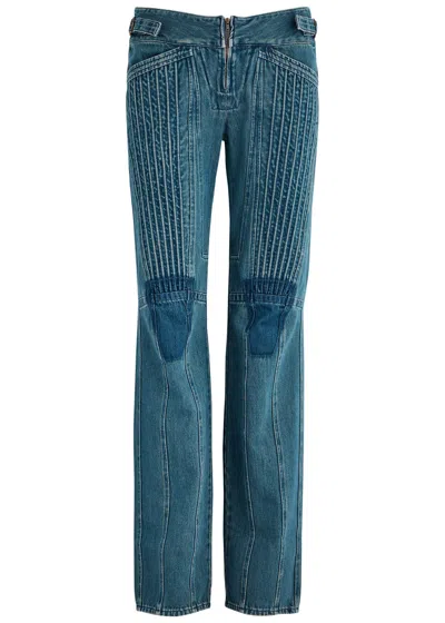Knwls Panelled Straight-leg Jeans In Navy