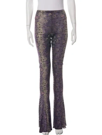 Pre-owned Knwls Patterned Flared Pants In Purple