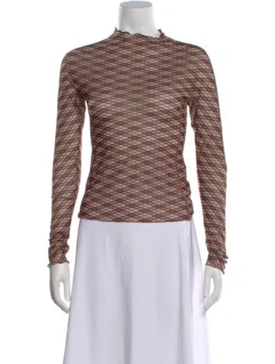 Pre-owned Knwls Patterned Mock Neck Top W/ Tags In Multi