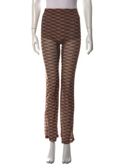 Pre-owned Knwls Patterned Straight Leg Pants In Brown