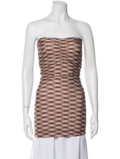 Pre-owned Knwls Patterned Strapless Top In Brown