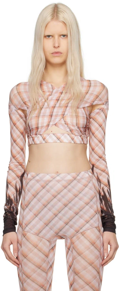 Knwls Pink Anti Cross Over Blouse In Moto Check Pink
