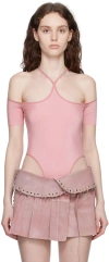 Knwls Halterneck Mesh Bodysuit In Pink
